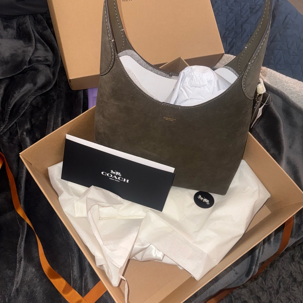 *****SOLD, DO NOT BUY******Coach Suede Brooklyn SB 28 Brass/Olive -NWT - CW637